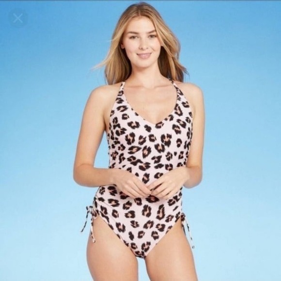 Kona Sol Swimsuit Womens Size Small Cream Cheetah Print OnePiece Adjustable Swim - Picture 3 of 12